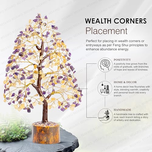 Image of Crocon Amethyst & Citrine Crystal Tree of Life 10-12 inch Healing Crystals