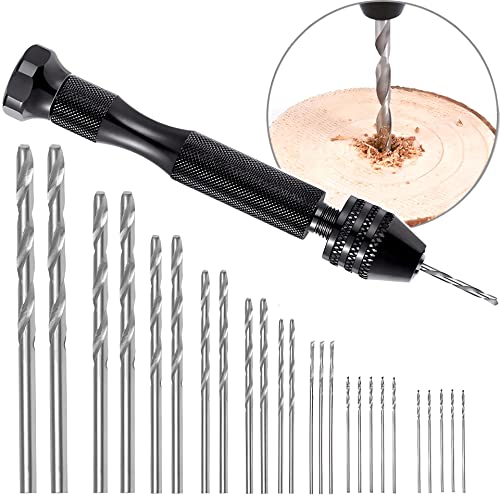 FALON TECH Mini set di punte a mano, 26 pezzi, 0,5 – 3,0 mm, HSS Pin Vise – mini trapano – Set di punte elicoidali – Set di punte di precisione per legno, plastica, alluminio, PCB e resina colata