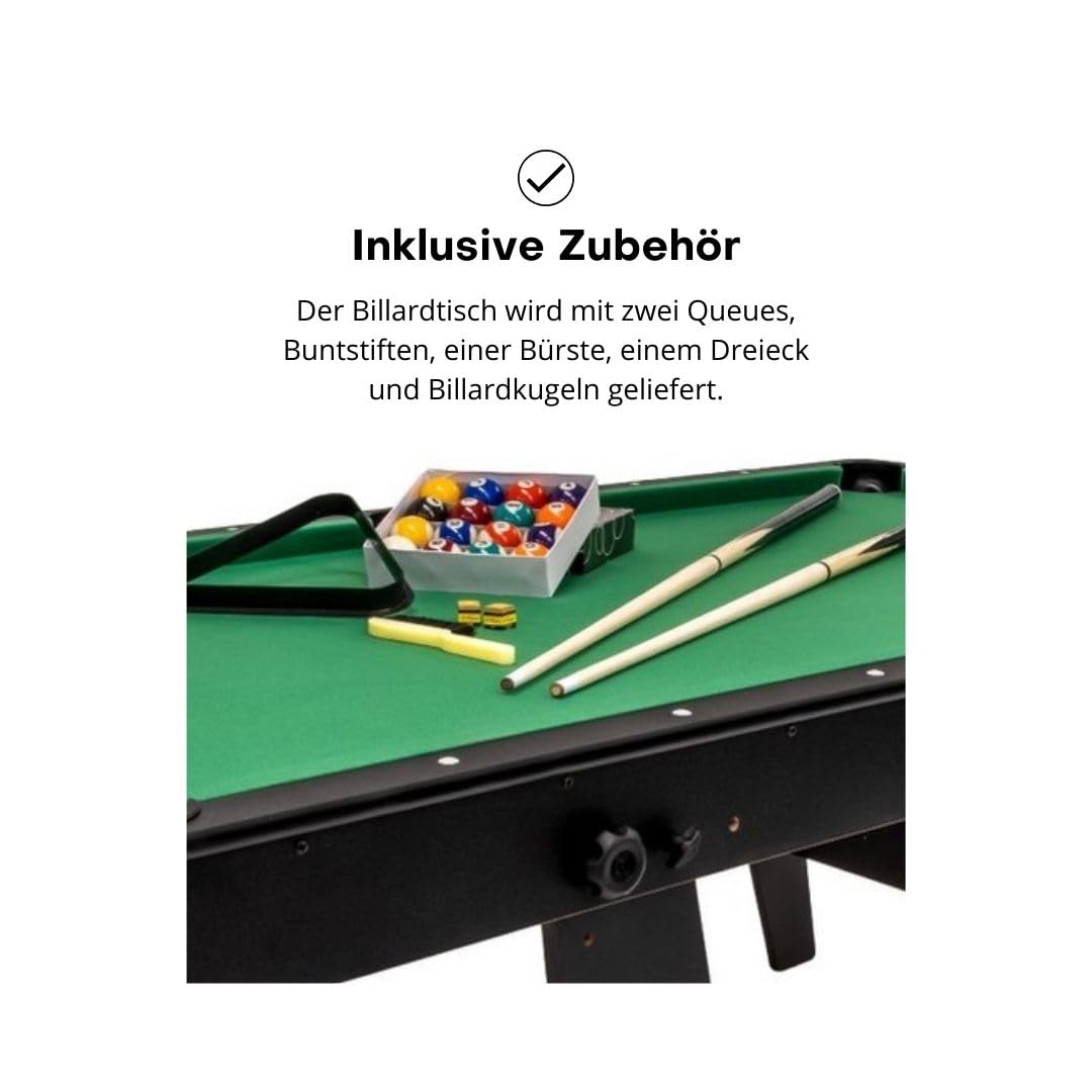 Pegasi Billardtisch 6ft Spider - Billardtisch 6ft - Tischbillard - Zusammenklappbar - Pool Table für Erwachsene - Indoor - Premium Qualität - Schwarz