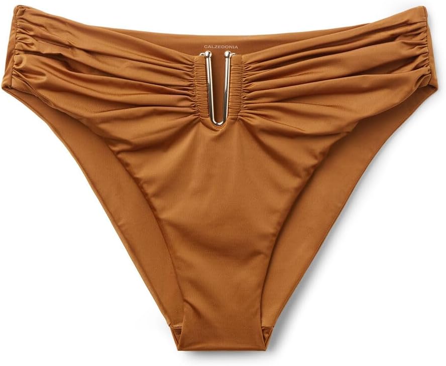 CALZEDONIA Woman's High Rise Swimsuit Bottom Shiny Satin