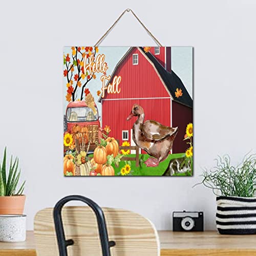 Panneau de décoration de table Hello Fall en bois rustique de 30,5 cm - 5
