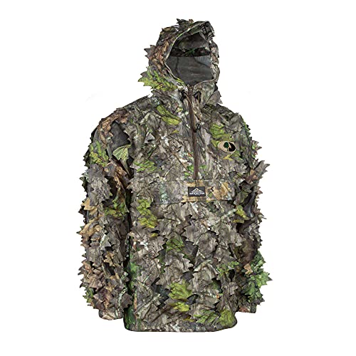 Image of North Mountain Gear Leafy Camo Hunting Jacket - Lightweight 1 /2 Zip Hoodie with Hood & Pouch