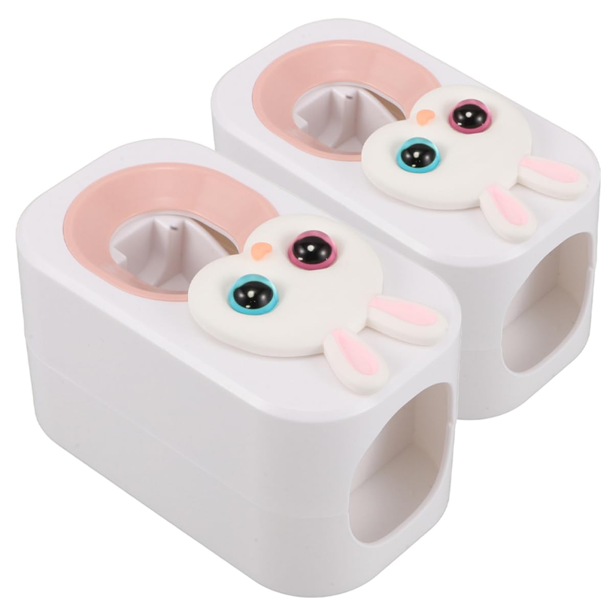 HAPINARY 2pcs Automatic Toothpaste Dispenser for Wall Mounted Bathroom Decor Self Adhesive Toothpaste Holder with Cute Rabbit Design Easy Installation for Family Use