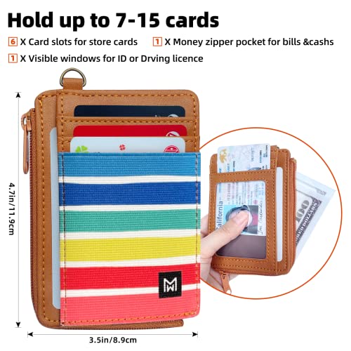 Image of Credit Card Holder Wallet for Women Slim Minimalist Wallet RFID Blocking Leather Wallets Elastic Front Pocket Wallet for Women with Zipper Pocket