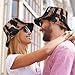 Running Horses Print Fashion Unisex Bucket Hat Wide Brim Sun Protection Foldable Double Sided Printed Sun Hat Black