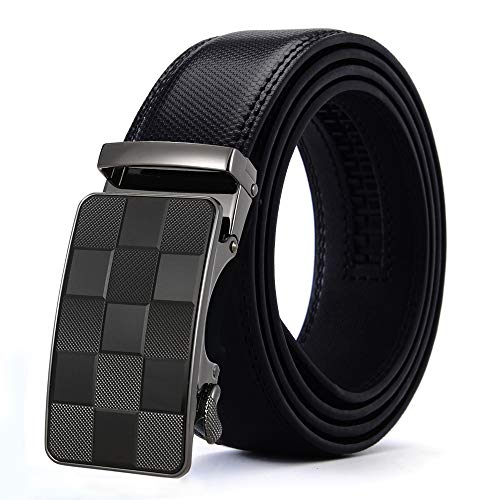 XsFireCow ベルト メンズ おしゃれ 長いベルト 130cm オートロック式 穴なし 紳士ベルト ロング ビジネス スーツ 仕事 ギフト用 BOXが付属 (03ブラック 長いベルト)