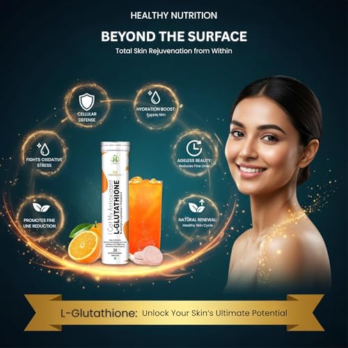 Image of Healthy Nutrition L-Glutathione 600mg with Vitamin C Effervescent Tablets | Antioxidant Support for Skin Brightness & Wellness | Supports Even-Looking Skin & Daily Detox Support | For Men & Women | 20 Tablets