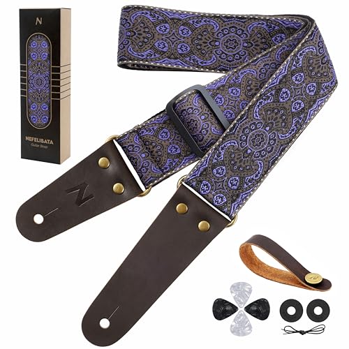 Nefelibata Vintage Embroidered Cotton Guitar Strap