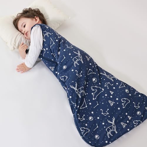 Image of Mosebears Unisex Rayon Made from Bamboo Sleep Sack with 2-Way Zipper,2.5 Tog Baby Winter Sleep Sack(Navy Blue,0-6 Months)