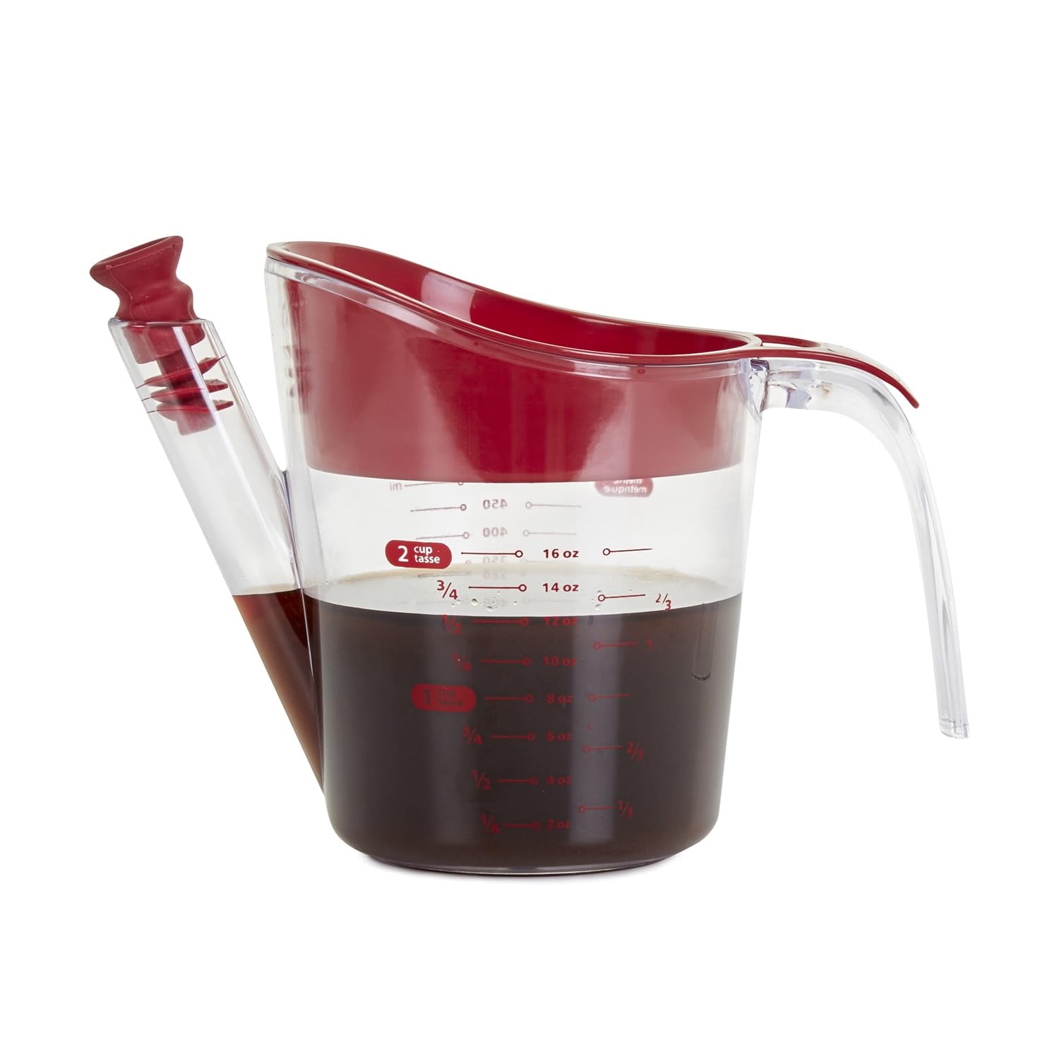 apollo THE HOUSEWARES BRAND 500ml Plastic Acrylic Gravy Fat Separator and Measuring Jug, White, 8991