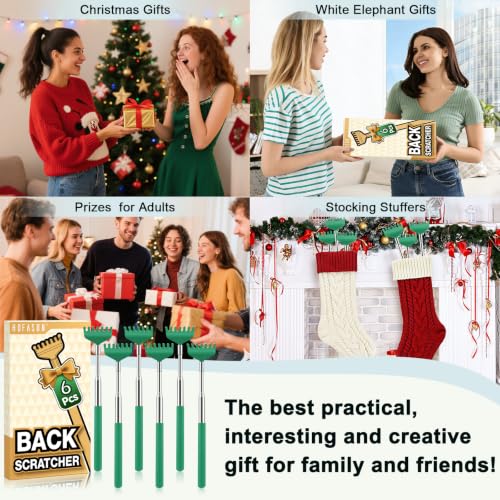 Image of HOFASON Back Scratcher 6 Pack, Stocking Stuffers for Men Adults Women Teens | Christmas Small Bulk Gifts for Men Women Teens, White Elephant Gag Birthday Gifts, Party Favors Prizes for Adults (Green)