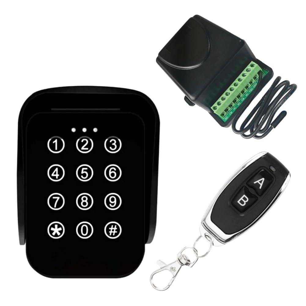 Littimoon Garage Access 433MHz Wireless Keypad with Rolling Code and 2-Channel Receiver, Fits 12V/24V Systems