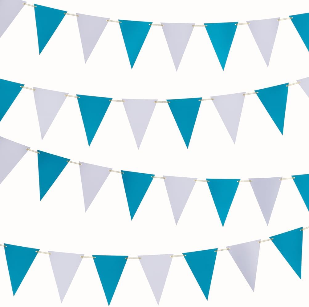 MOWO Silver Black and Red Pennant Banner Paper Bunting, 30pc, 20 feet image 5