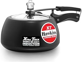 Hawkins Contura Black XT Induction Compatible Inner Lid Aluminium Pressure Cooker, 3 Litre, Black (CXT30)