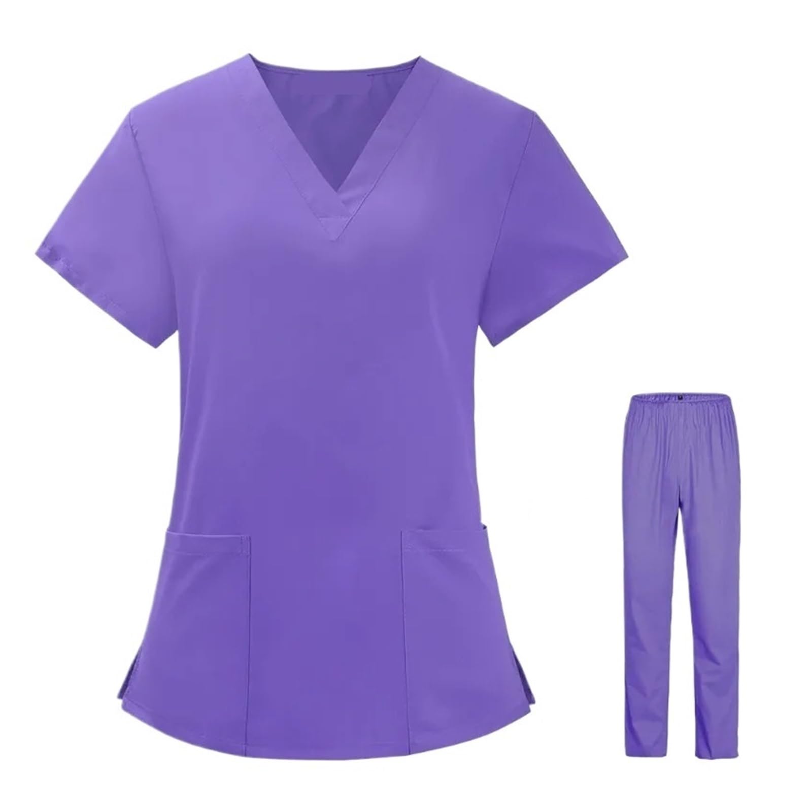 Uniforme Sanitario Hombre Traje De Túnica De Enfermería, Uniformes Quirúrgicos, Conjunto De Exfoliación For Mujer, Ropa De Trabajo For Salón De Belleza(Purple,M)