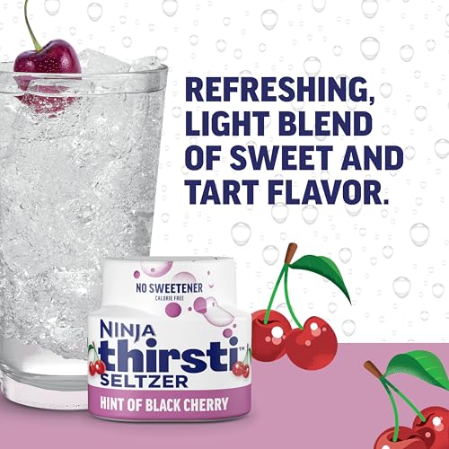 Image of Ninja Thirsti Flavored Water Drops, SELTZER Black Cherry, Crisp and Refreshing Sparkling Water, Zero Calories, Zero Sugar, Zero Sweeteners, Makes 20, 12oz drinks, 3 Pack, WCFCHYAM