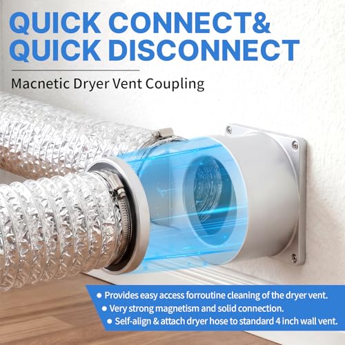 Magnetic Dryer Vent Connector Kit, DV90 Airtight Seal Coupling, 90-Degree Strong Magnet Quick Connection Self-Alignment Easy to Clean Included a 3.3 ft 4" Duct & 2 Clamps by Linidcoud - Image 3