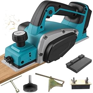 Akku-Hobel Kompatibel mit Makita 18V Akku – Einhandhobel mit 16500RPM, 0-2 mm Einstellbare Hobeltiefe Hobelbreite 82 mm für Holzbearbeitung, Handgeführte Elektrische Holzhobelmaschine(Ohne Akku)