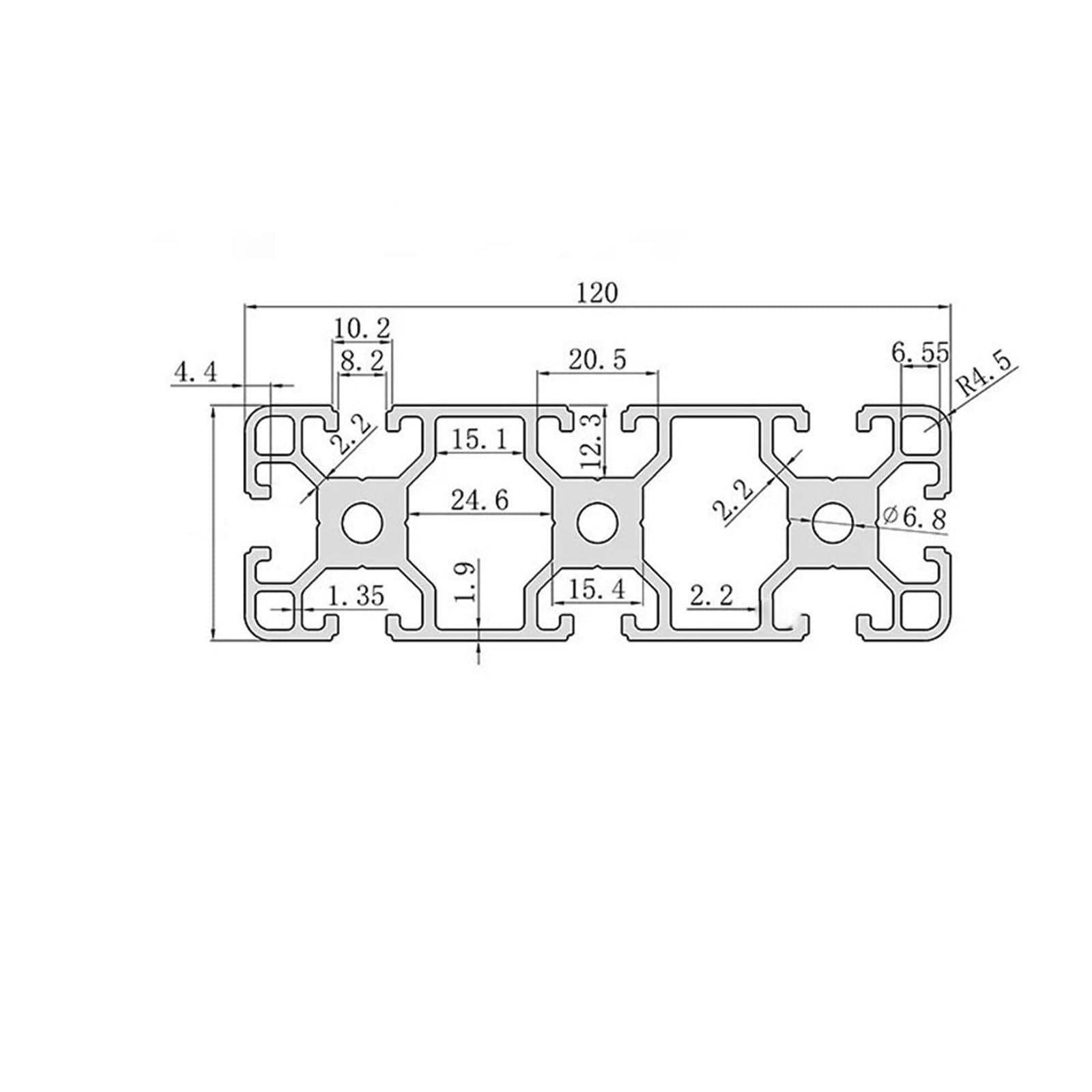 GTPBAO 40120 Profilo in alluminio con scanalatura a T e guida estrusa anodizzata lineare for telaio di attrezzature for banco da lavoro fai da te Binario estruso(Silver,1000mm long)