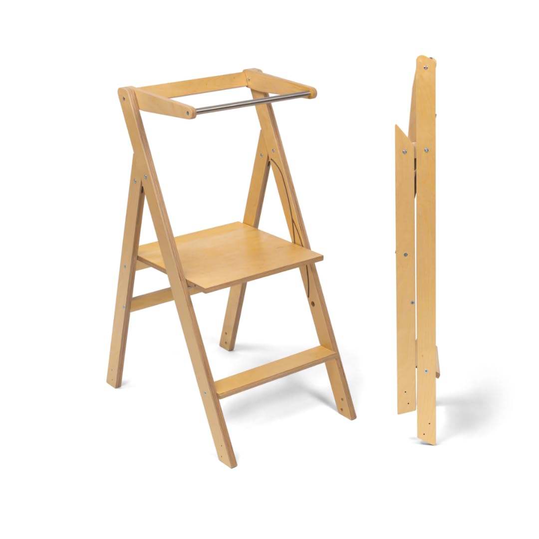 Ette Tete Folding Learning Tower with Adjustable Height Step 'n' Fold (Wood)