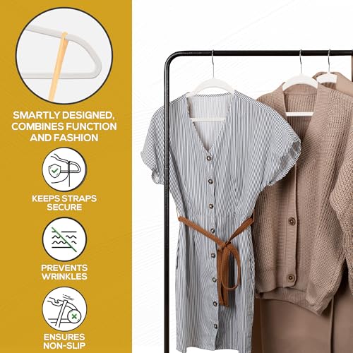 Image of Techzoo Premium Velvet Hangers 50 Pack Ultra Thin Non Slip Adult Felt Space Saving Slim Suit Hanger for Closet Heavy Duty Coat Pants Jackets Dress Hangers 360 Swivel Hook Hold Upto 10 lbs White
