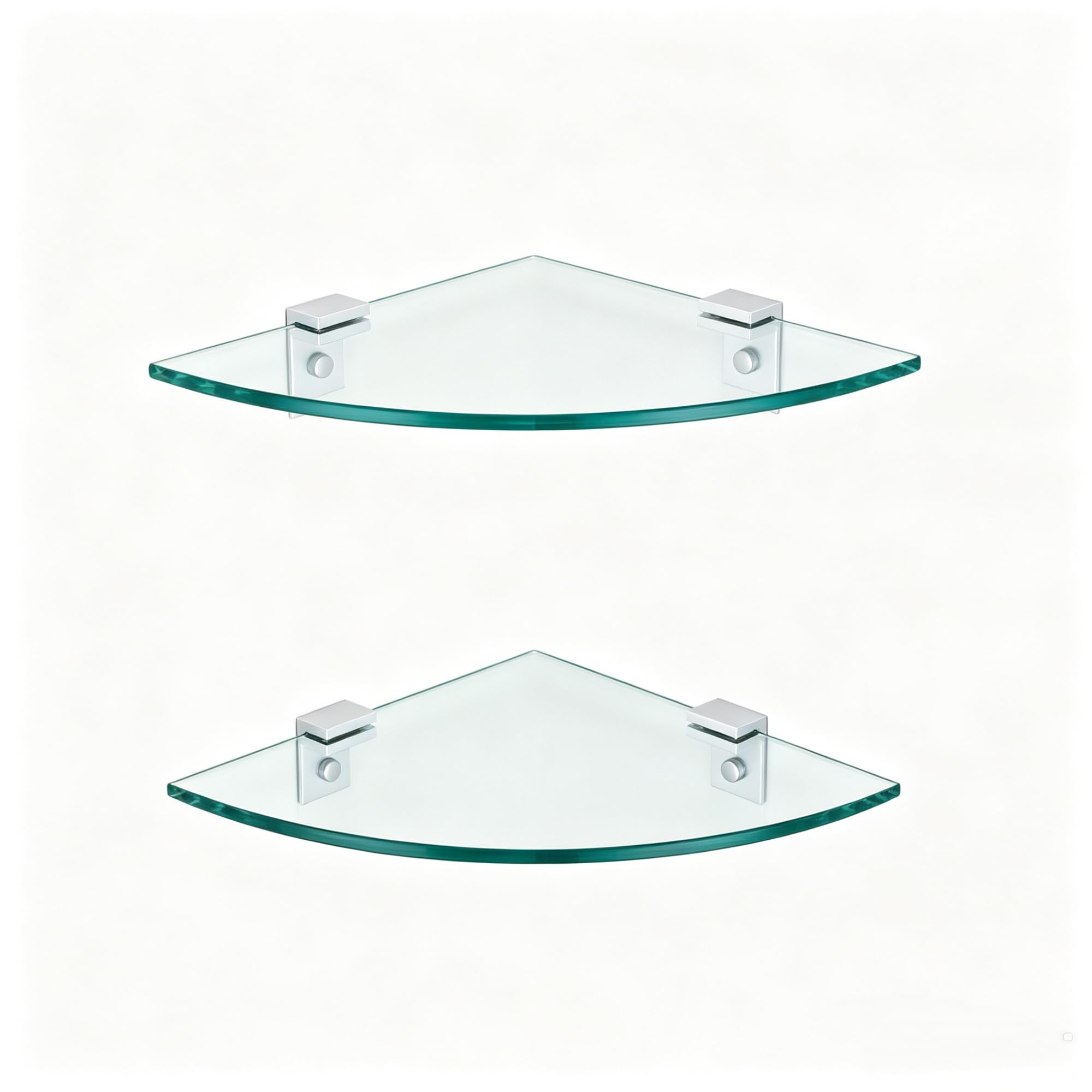 Estante de Cristal para baño, Estante de Ducha con Soporte de Aluminio, Organizador de champú, Vidrio Templado Triangular, 8 mm, extragrueso, Paquete de 2 Unidades