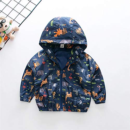 Toddler Baby Boys Girls Jacket Long Sleeve Windproof Coats Zip Up Trench Windbreaker (Navy, 2-3 Years)2