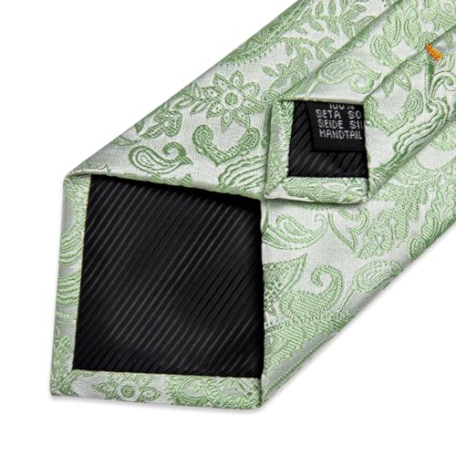 Image of DiBanGu Silk Floral Ties for Men Woven Paisley Necktie and Tie Clip Handkerchief Cufflinks Set for Party Wedding