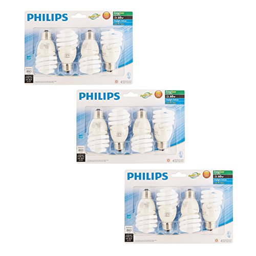 Phillips 420091 13 Watt E26 T2 Daylight Cfl Non-Dimmable Mini Twister Light Bulbs 4 Count #TOP1