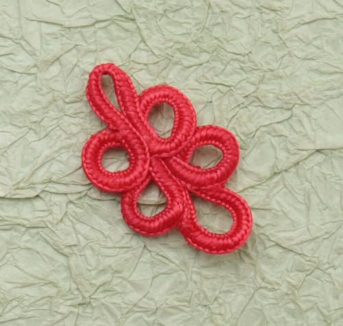 Ruwado 5 Pairs Chinese Knots Frog Buttons Closure Sewing Fasteners Polyester Vintage Closure for Sweater Cloak Coats Scarf Cardigan Costumes Outfit Crafting Cheongsam (Red)