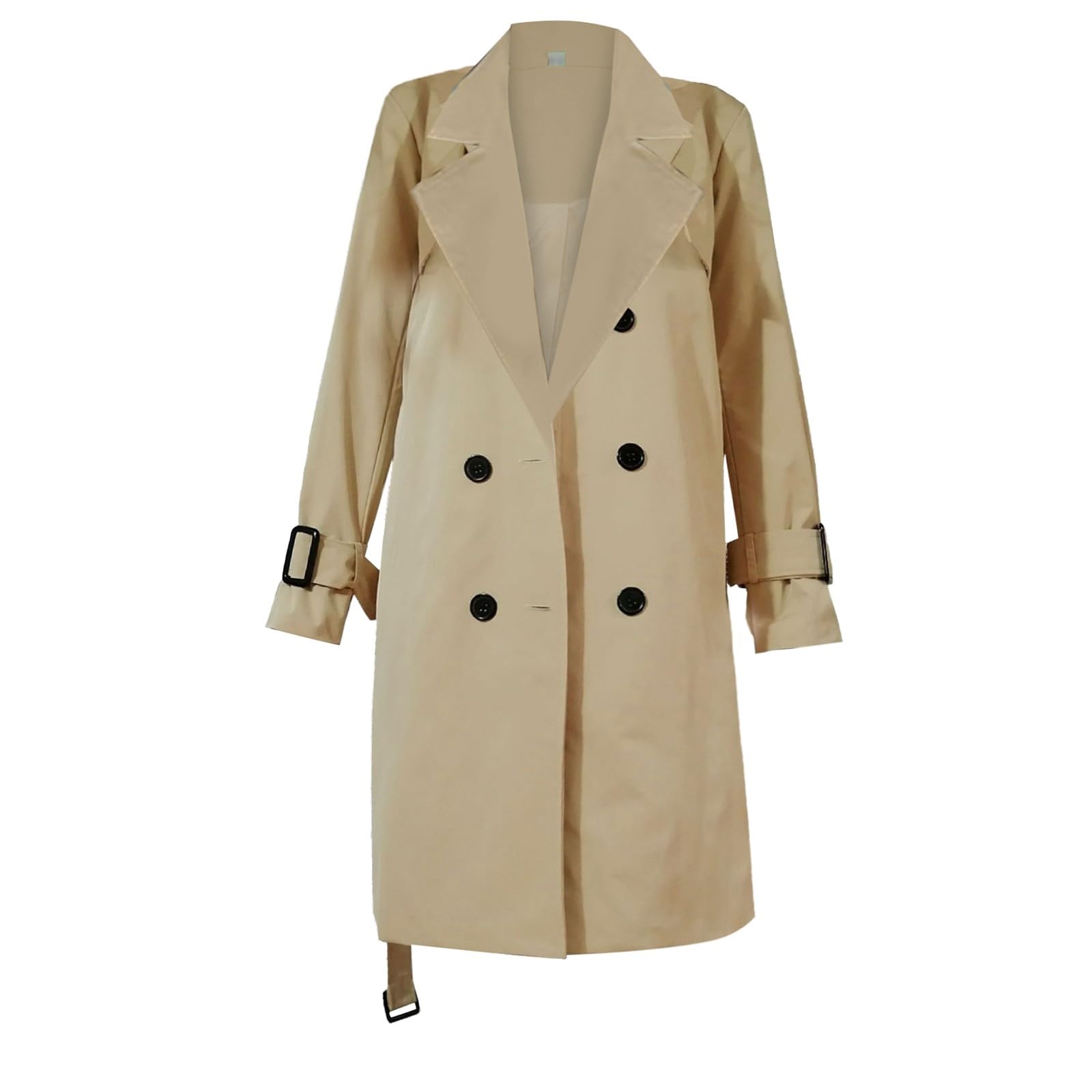 Gabardina para mujer, abrigo clásico largo de entretiempo, doble botonadura, cuello de solapa, resistente al viento, cazadora para exterior, para otoño y primavera, elegante