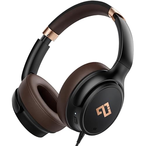 USB C Headphones Wired Over Ear Headphones Type C Wired with 28dB ANC, Foldable Headphone for Boys/Girls/Men/Women/School/Travel/iPhone 16/15, Samsung Galaxy S25/S24, Google Pixel 9, Ideal Gift-Brown