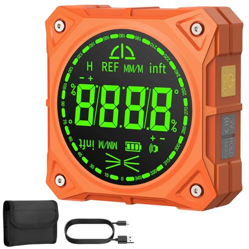 Image of Rechargeable 4-Side Magnetic Digital Angle Finder, 4x90 & 2x180 Electronic Inclinometer Protractor Level Gauge for for Woodwork, Miter Saw, Hanging Frames