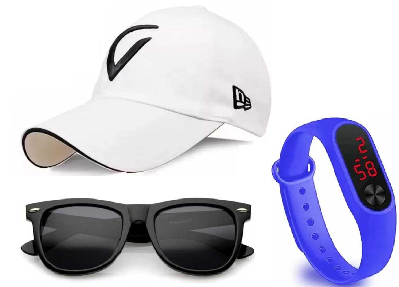 SELLORIA Brand Black dial led Boys Combo Pack of Black Dial Digital Watch White Black Sunglass with Baseball Cap Black Pack of 3 (B09F9GJ55H) Amazon Price History, Amazon Price Tracker