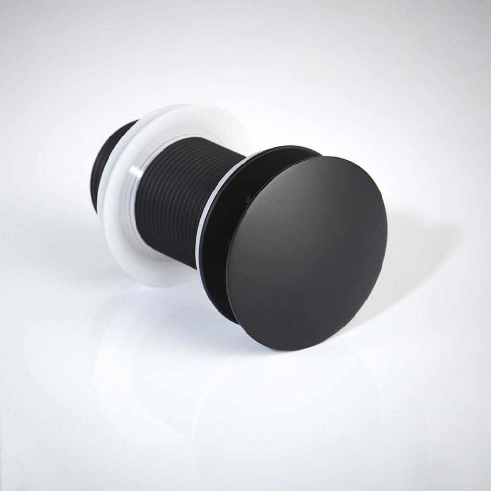 Válvula de drenaje desplegable para lavabo de baño, color negro mate, material de latón macizo, níquel con agujero