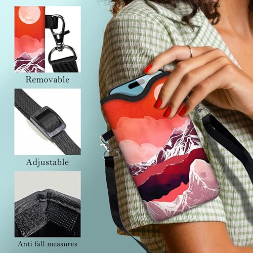 Image of Men Women Phone Sleeve Pouch Case Bag with Crossbody Strap /Neck Lanyard for iPhone 17 /16 /15 Pro Max, Air, 16 /15 Plus, 16e; Red