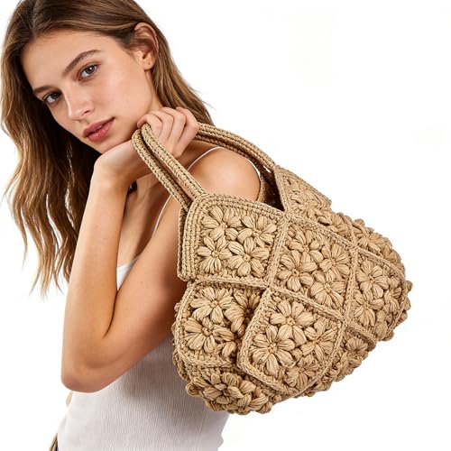 Bolso Tote de Paja para Mujer con Diseño Floral 3D miniatura 7