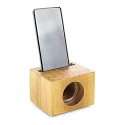 Suporte Para Celular De Madeira Amplificador De Som Natural (Marrom Escuro)