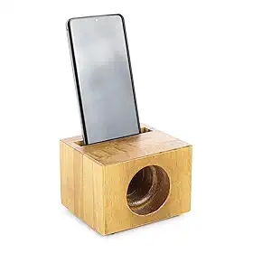 Suporte Para Celular De Madeira Amplificador De Som Natural (Marrom Escuro)