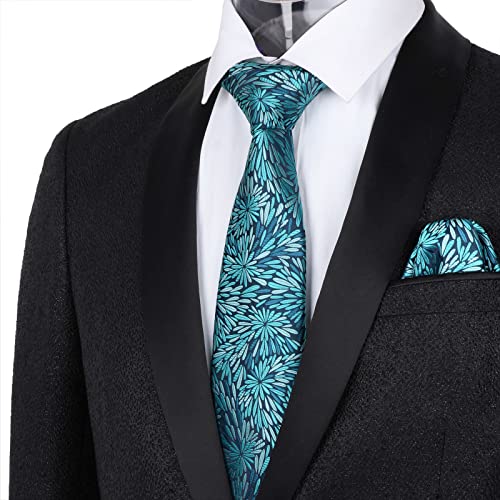 Image of Alizeal Mens 3.15inches Leaf Flower Pattern Tie Set
