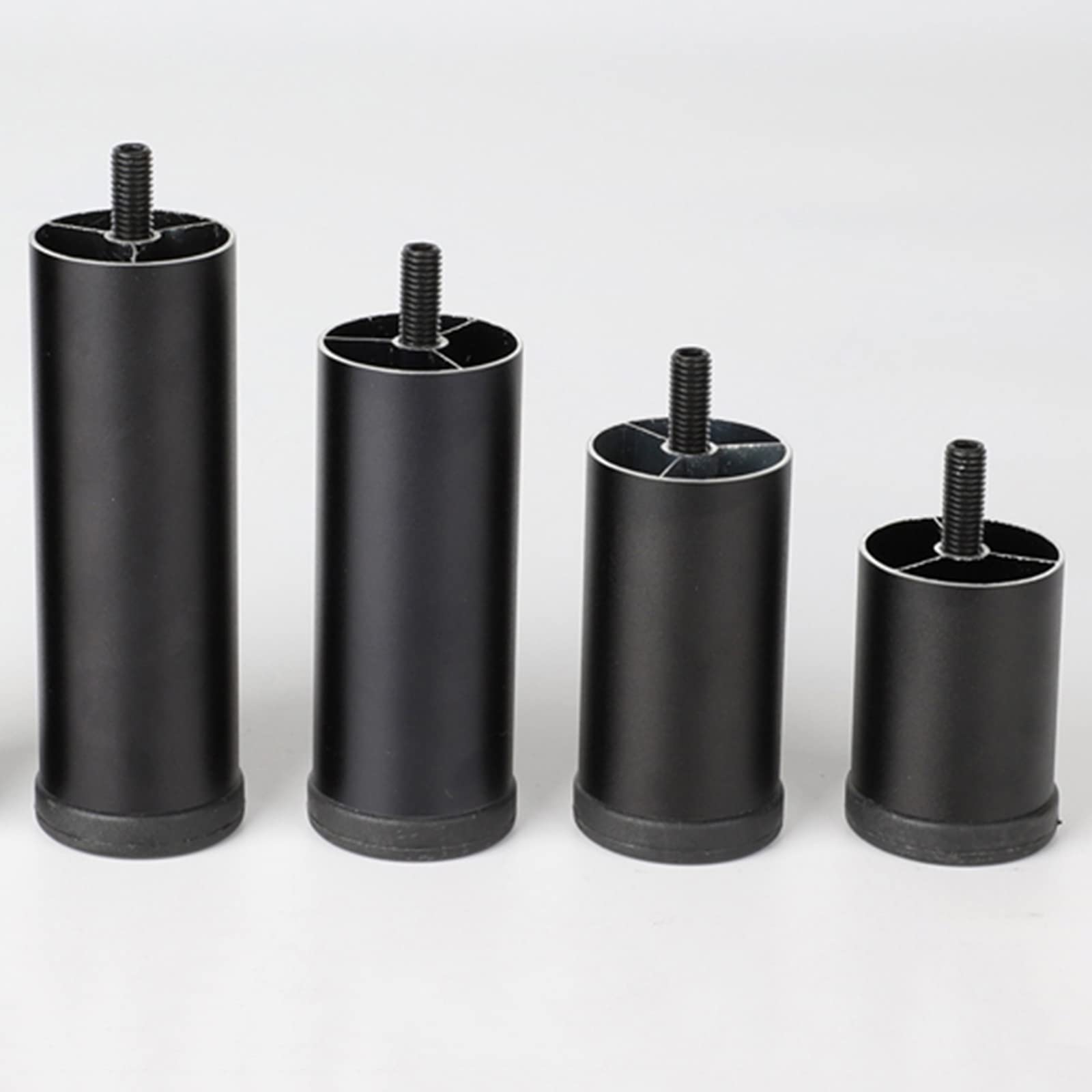 Confezione da 4 gambe regolabili per mobili in metallo, 10 cm, colore nero, per divano, tavolino da caffè, scrivania, piedini di ricambio M8 filettati ed eleganti.