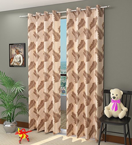 HFI Homefab India 1 Piece Candy Polyester Window Curtain - 5 feet, Brown