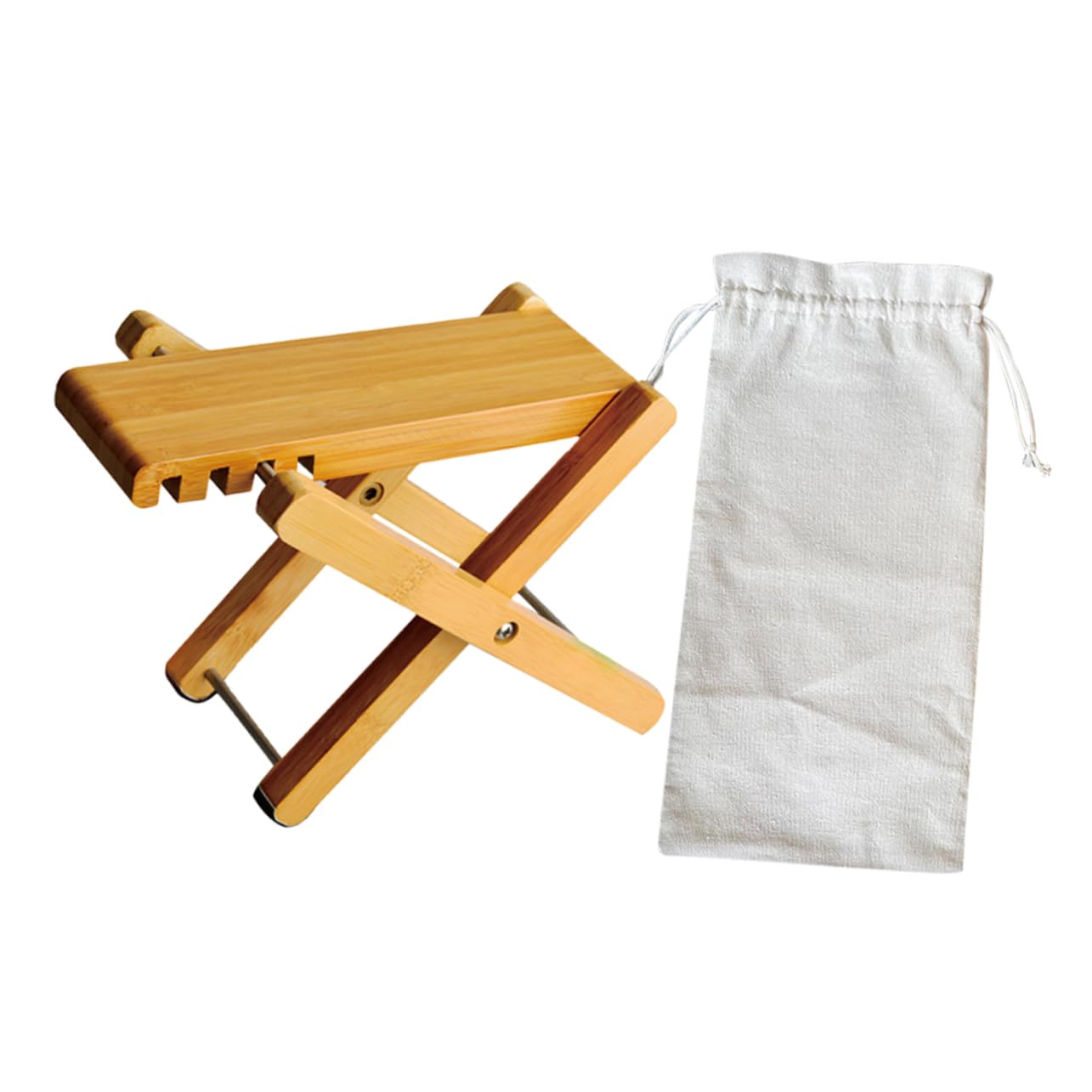 SUPVOX Sgabello Poggiapiedi Sicuro e Pratico Pieghevole per Chitarra in Legno Marrone con Borsa Portaoggetti per Camera da Letto e Soggiorno