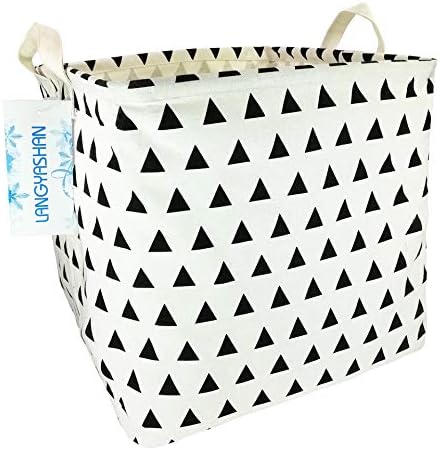 LANGYASHAN Square Storage Baskets Waterproof Canvas Children Laundry Nursery Hamper for Shelves Gift Baskets Toy Organizer Room Decor (Small triangle)
