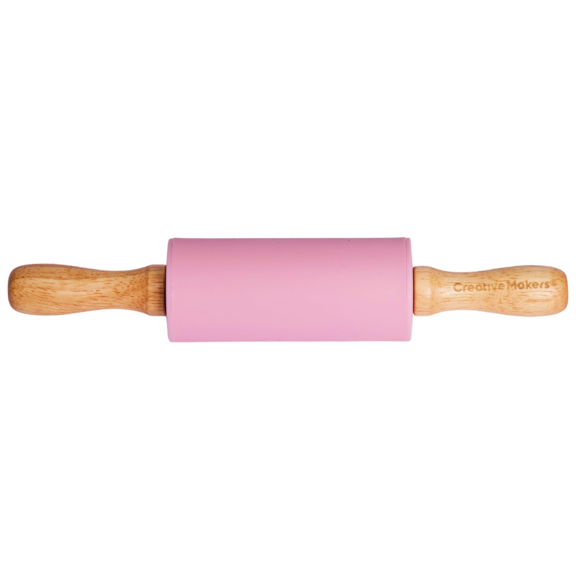 Small Rolling Pin for Kids, Non-Stick Silicone Surface with Wooden Handles for Play Dough and Baking Rolling Pin (Light Pink)