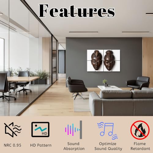 8 Pack Paneles Acústicos Artísticos de Madera Africana Absorbentes de Sonido Paneles Decorativos Autoadhesivos para Estudios de Grabación en Casa 48"x32" miniatura 3