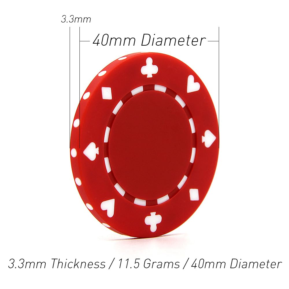 100 jetons de poker personnalisés de la taille du casino, imprimez en couleur votre image et votre texte, jetons de poker en argile de 11,5 g pour blackjack, tournois, clubs de cartes (bleu)