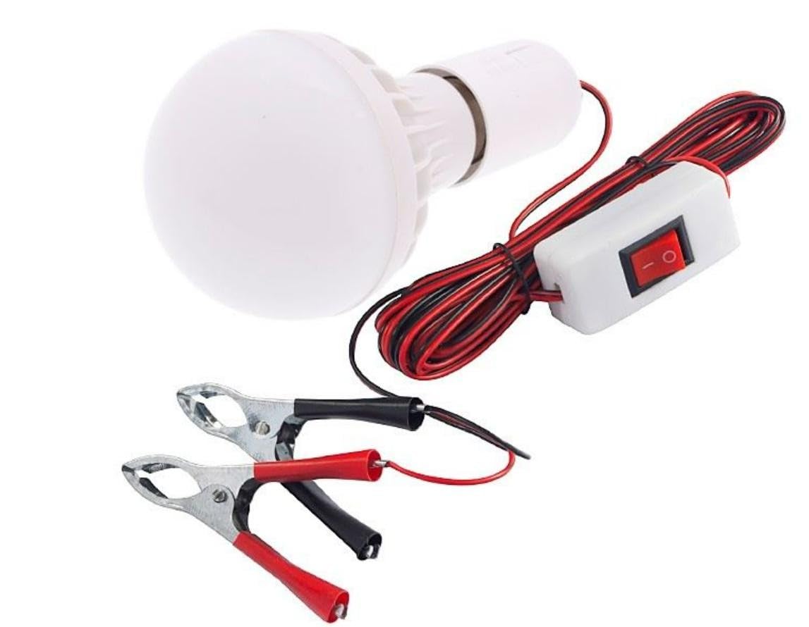 Carmotion Luz de Trabajo LED - Lampara Taller 12V 9W - Lámpara de Taller con Pinzas de Cocodrilo - Lámpara Ideal para Mecánicos y Luz de Camping Perfecta - Lámpara con Interruptor Integrado