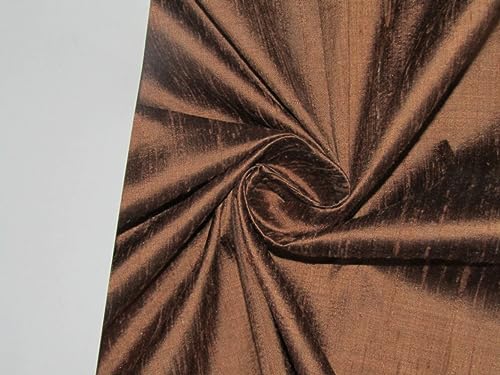 Tissu Dupioni pure soie marron doré au mètre largeur 137cm