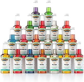 Hawaiian Shaved Ice Syrup Assortment, 20 - 16-ounce Bottles of the Most Popular Flavors Including Cherry, Grape, Blue Raspberry, Lemon-Lime, and Tiger’s Blood. For Snow Cones, Coffee, Cocktails, and More